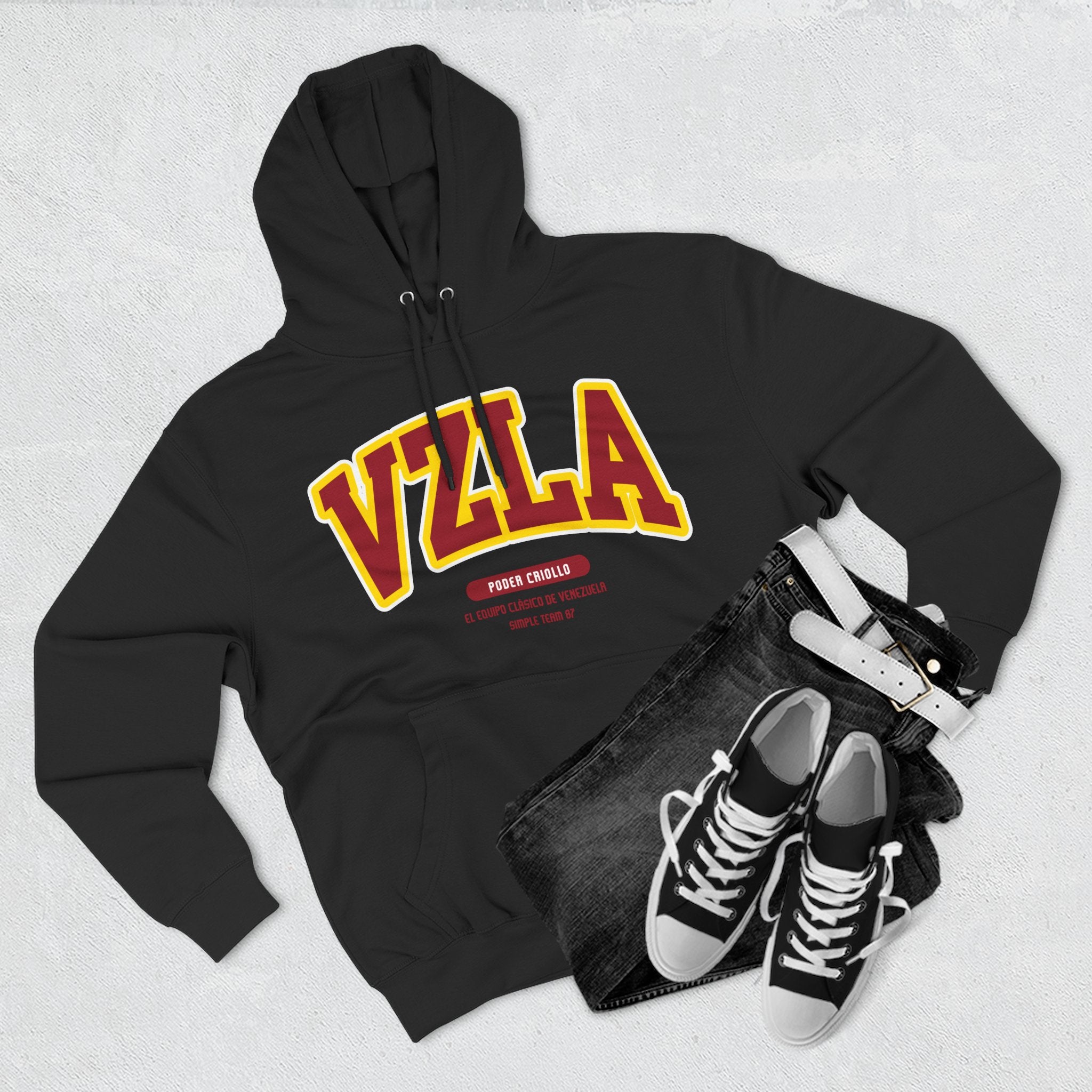 Venezuela Men Hoodie . Poder Criollo By Simple Team 1987 - Comfortable Pullover for Daily Wear