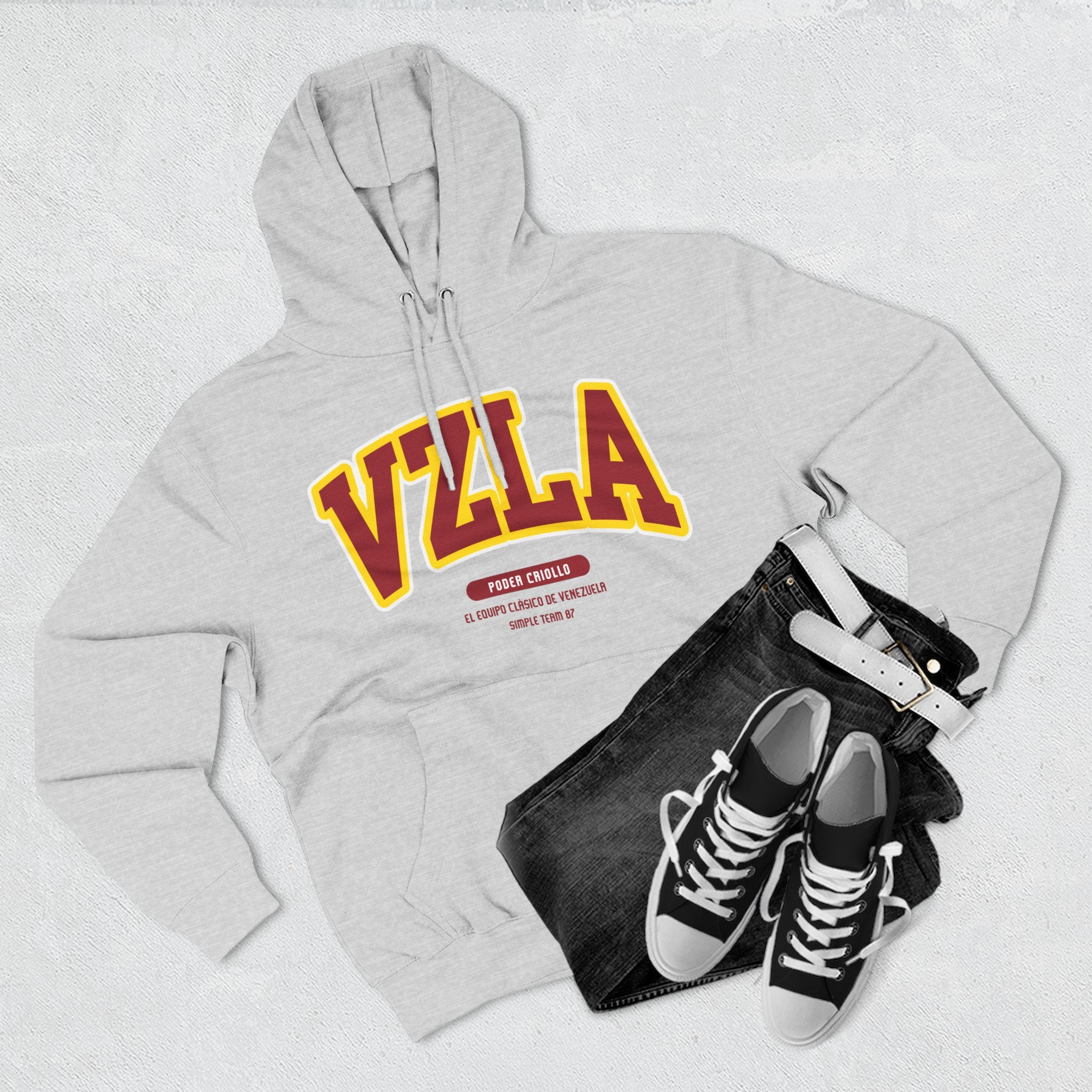 Venezuela Men Hoodie . Poder Criollo By Simple Team 1987 - Comfortable Pullover for Daily Wear