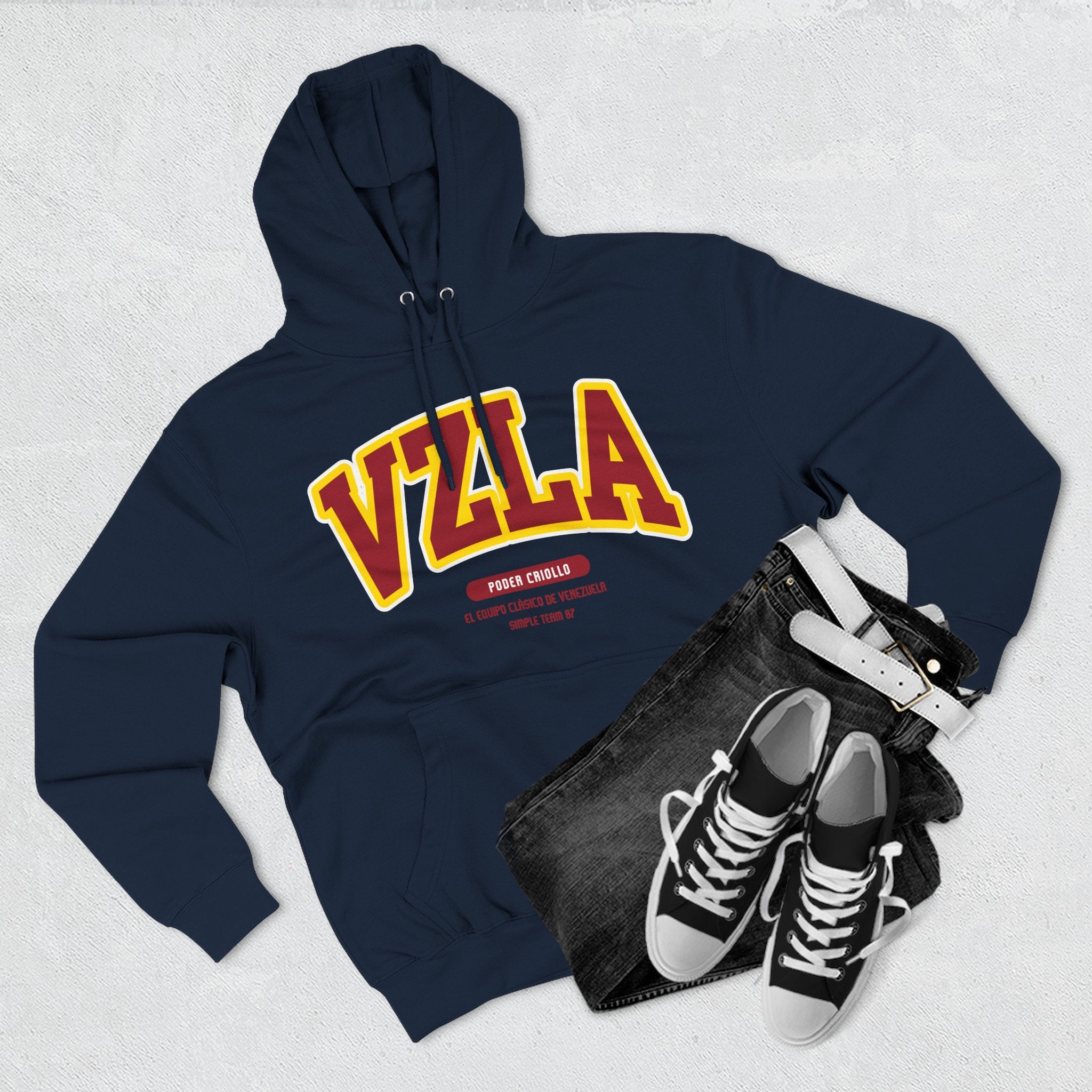 Venezuela Men Hoodie . Poder Criollo By Simple Team 1987 - Comfortable Pullover for Daily Wear