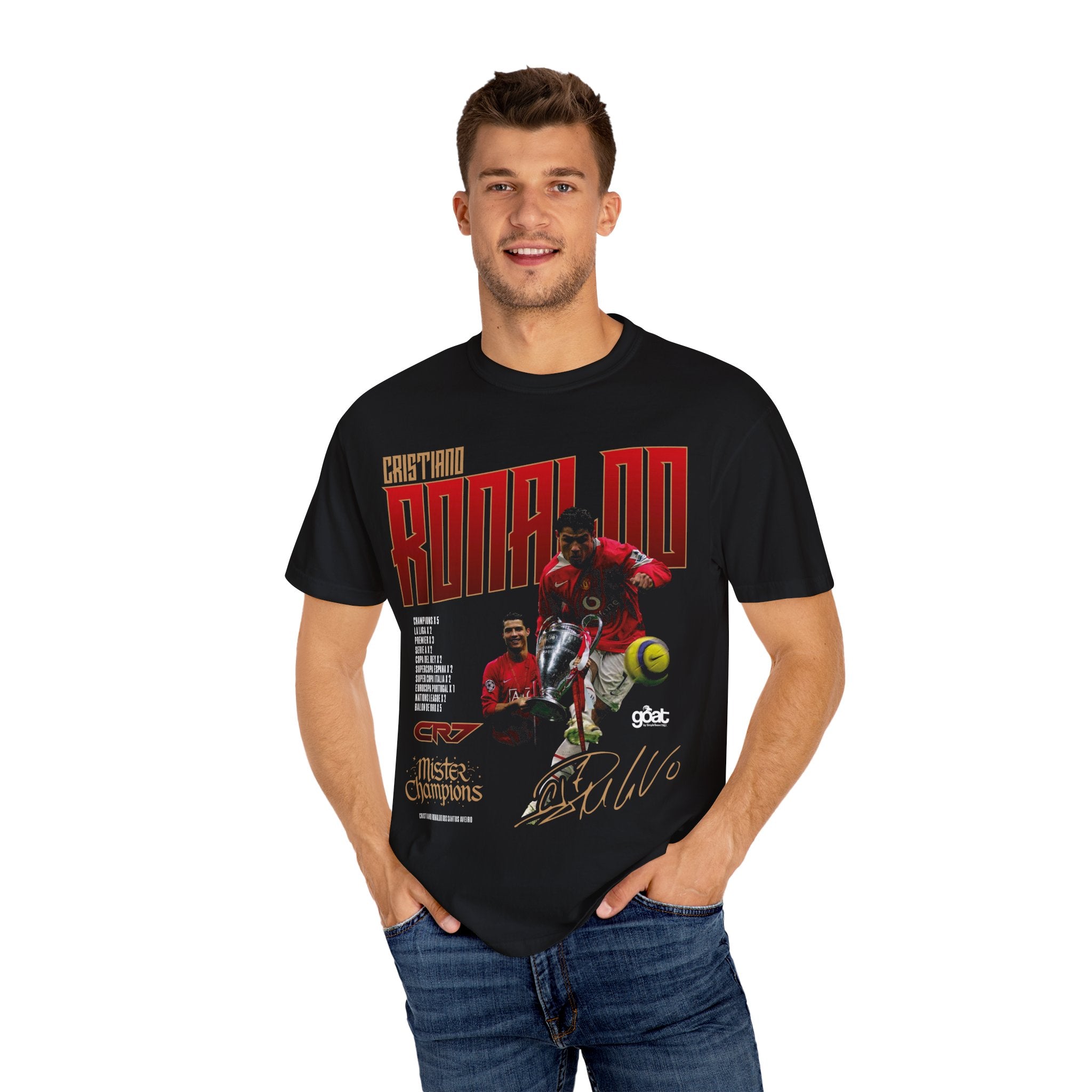 Cristiano Ronaldo CR7 Manchester - Unisex Garment-Dyed T-shirt, Sporty Tee for Fans